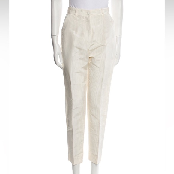 DOLCE & GABBANA Suit😍Cream Silk Stripe Pantsuit Double Breasted Blazer & Pants - Picture 8 of 16